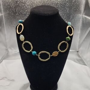 Elegant Gold and Blue Stone Necklace